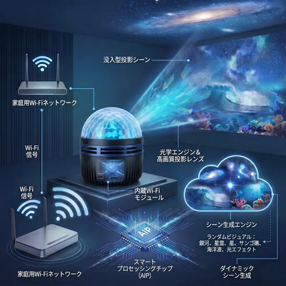 🇯🇵日本公式ストア |🌌🌌 SCNDR® 360° ナイトライトプロジェクター ― スマートホログラフィックスタープロジェクタ