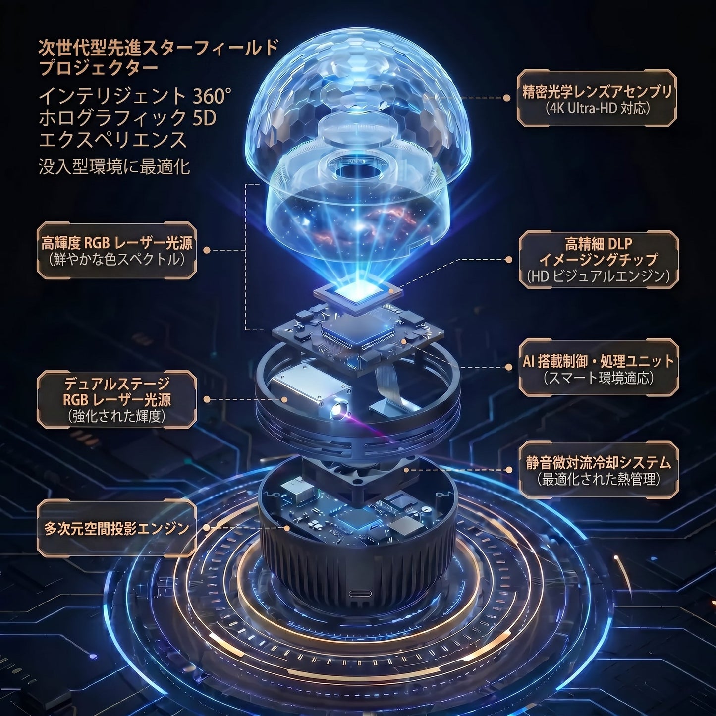 🇯🇵日本公式ストア |🌌🌌 SCNDR® 360° ナイトライトプロジェクター ― スマートホログラフィックスタープロジェクタ
