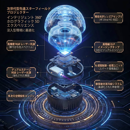 🇯🇵日本公式ストア |🌌🌌 SCNDR® 360° ナイトライトプロジェクター ― スマートホログラフィックスタープロジェクタ